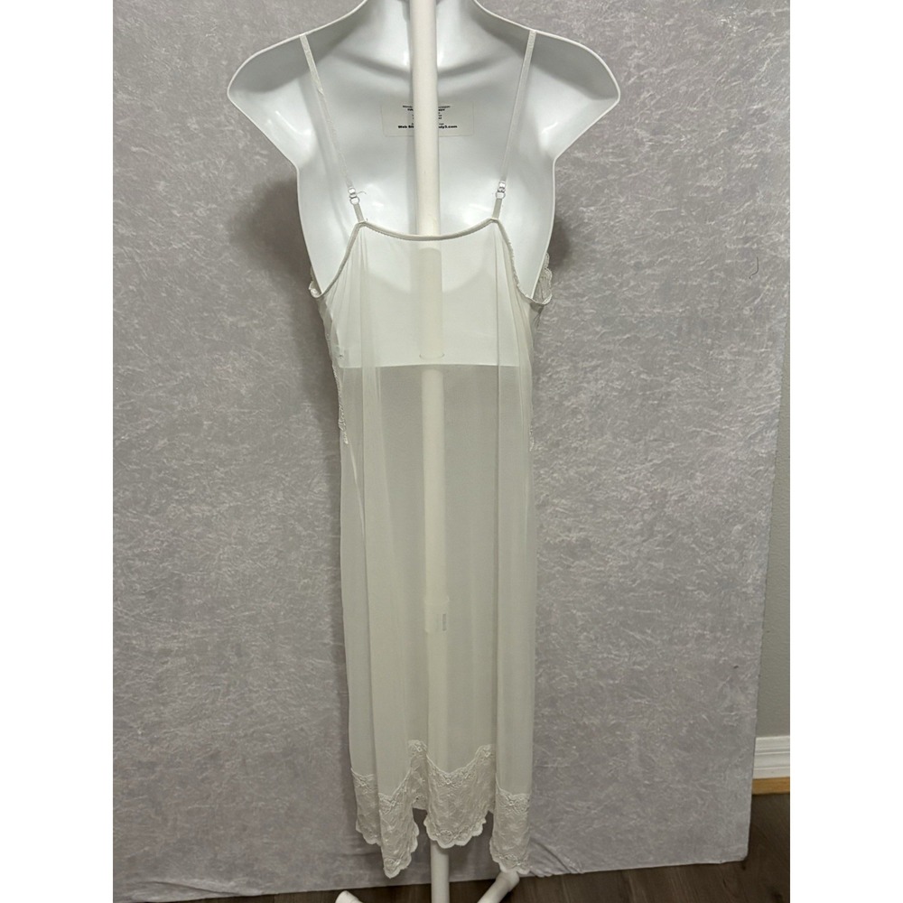 Vintage Leona White Sheer Lace Mesh Slip Dress Nightgown Lingerie Bridal Size S - Picture 3 of 8